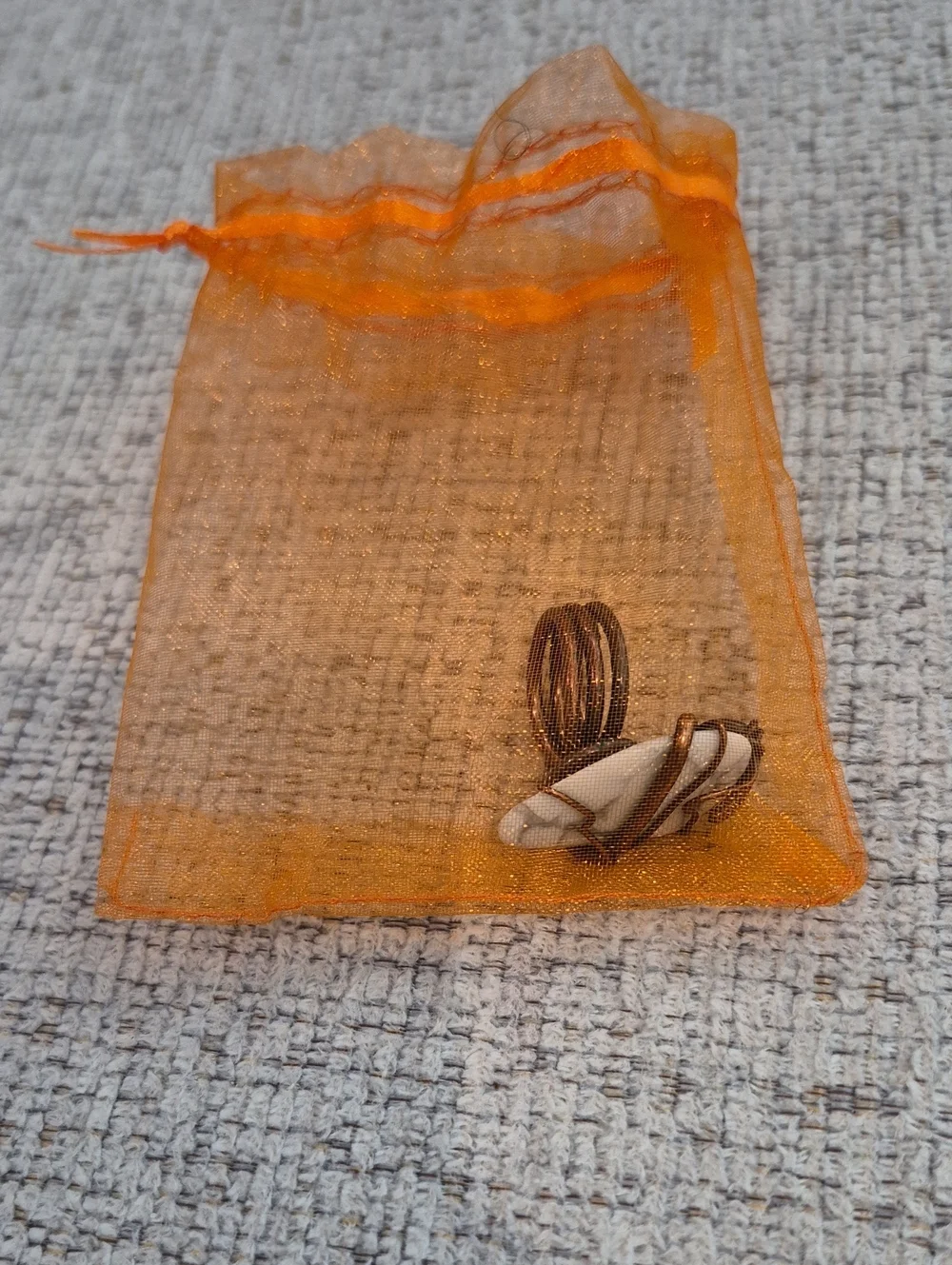 White Howlite Statement Ring with Bronze Wire Wrap - Women Jewelry